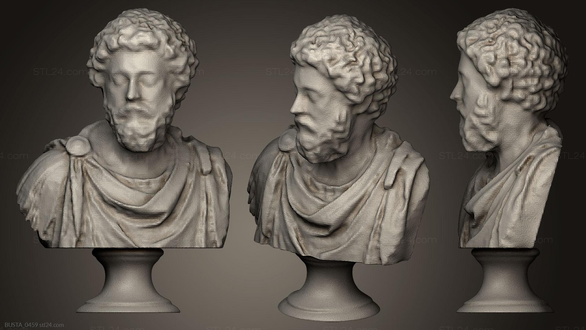 Бюсты и головы античные и исторические (Марк Аврелий, BUSTA_0459) 3D модель для ЧПУ станка